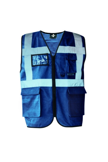 Executive Safety Vest Berlin zum Besticken und Bedrucken in der Farbe Navy mit Ihren Logo, Schriftzug oder Motiv.
