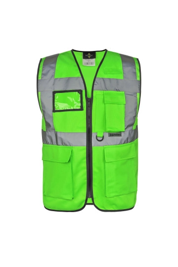 Executive Safety Vest Berlin zum Besticken und Bedrucken in der Farbe Neon Green mit Ihren Logo, Schriftzug oder Motiv.