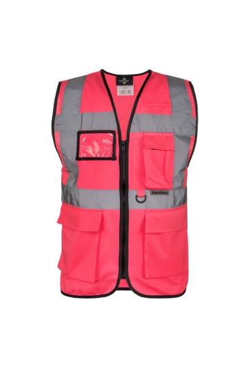 Executive Safety Vest Berlin zum Besticken und Bedrucken in der Farbe Neon Pink mit Ihren Logo, Schriftzug oder Motiv.