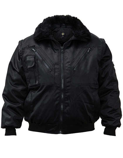 4-in-1 Pilot Jacket Oslo zum Besticken und Bedrucken in der Farbe Black mit Ihren Logo, Schriftzug oder Motiv.
