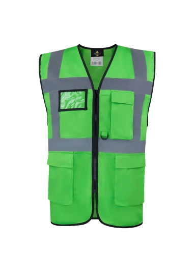 Comfort Executive Multifunctional Safety Vest Hamburg zum Besticken und Bedrucken in der Farbe Green mit Ihren Logo, Schriftzug oder Motiv.