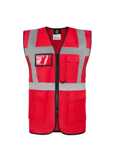 Comfort Executive Multifunctional Safety Vest Hamburg zum Besticken und Bedrucken in der Farbe Red mit Ihren Logo, Schriftzug oder Motiv.