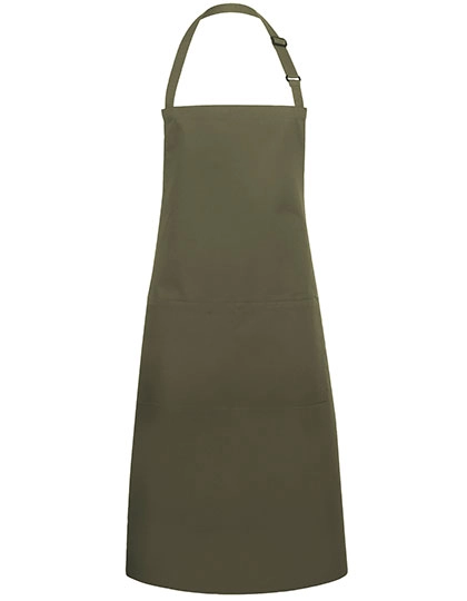 Latzschürze Basic mit Tasche und Schnalle zum Besticken und Bedrucken in der Farbe Moss Green (ca. Pantone 4229C) mit Ihren Logo, Schriftzug oder Motiv.