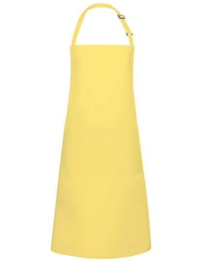 Latzschürze Basic mit Tasche und Schnalle zum Besticken und Bedrucken in der Farbe Sun Yellow (ca. Pantone 127C) mit Ihren Logo, Schriftzug oder Motiv.