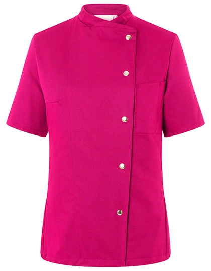 Kochjacke Greta zum Besticken und Bedrucken in der Farbe Pink (ca. Pantone 7636C) mit Ihren Logo, Schriftzug oder Motiv.