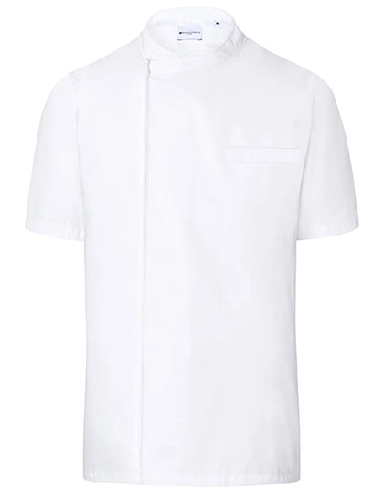 Kurzarm Überwurf-Kochhemd Basic zum Besticken und Bedrucken in der Farbe White mit Ihren Logo, Schriftzug oder Motiv.