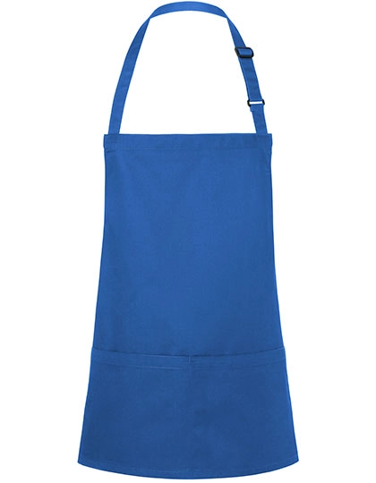 Kurze Latzschürze Basic mit Schnalle und Tasche zum Besticken und Bedrucken in der Farbe Blue (ca. Pantone 7686C) mit Ihren Logo, Schriftzug oder Motiv.
