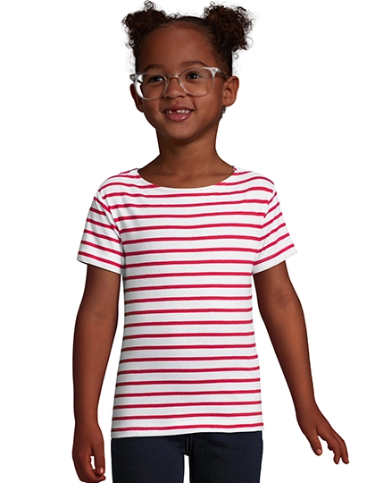 Kids´ Round Neck Striped T-Shirt Miles zum Besticken und Bedrucken mit Ihren Logo, Schriftzug oder Motiv.