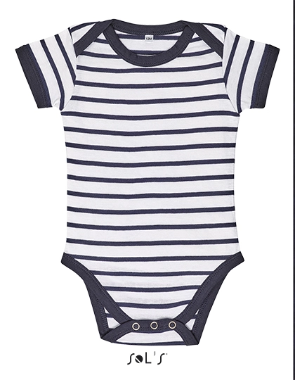 Baby Striped Bodysuit Miles zum Besticken und Bedrucken mit Ihren Logo, Schriftzug oder Motiv.