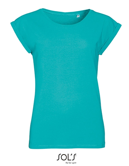 Women´s Round Neck T-Shirt Melba zum Besticken und Bedrucken in der Farbe Caribbean Blue mit Ihren Logo, Schriftzug oder Motiv.