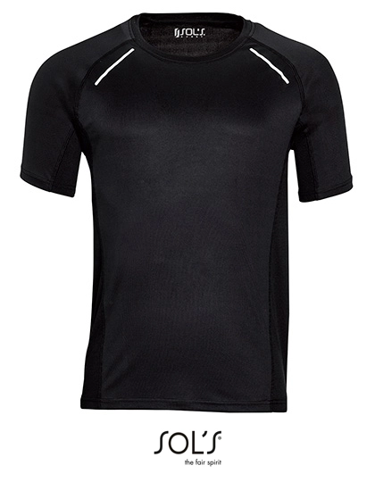 Men´s Short Sleeve Running T-Shirt Sydney zum Besticken und Bedrucken in der Farbe Black mit Ihren Logo, Schriftzug oder Motiv.