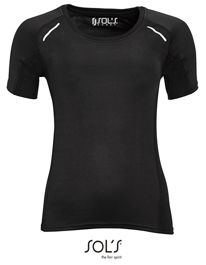 Women´s Short Sleeve Running Shirt Sydney zum Besticken und Bedrucken in der Farbe Black mit Ihren Logo, Schriftzug oder Motiv.