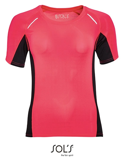 Women´s Short Sleeve Running Shirt Sydney zum Besticken und Bedrucken in der Farbe Neon Coral mit Ihren Logo, Schriftzug oder Motiv.