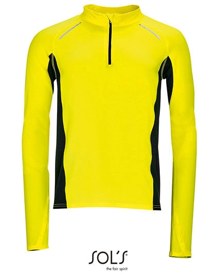 Men´s Long Sleeve Running T-Shirt Berlin zum Besticken und Bedrucken in der Farbe Neon Yellow mit Ihren Logo, Schriftzug oder Motiv.