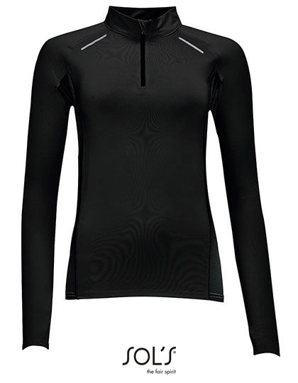 Women´s Long Sleeve Running Shirt Berlin zum Besticken und Bedrucken in der Farbe Black mit Ihren Logo, Schriftzug oder Motiv.