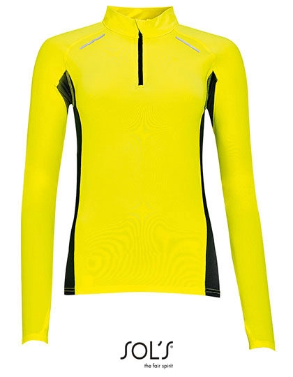 Women´s Long Sleeve Running Shirt Berlin zum Besticken und Bedrucken in der Farbe Neon Yellow mit Ihren Logo, Schriftzug oder Motiv.