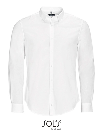 Men´s Long Sleeve Stretch Shirt Blake zum Besticken und Bedrucken in der Farbe White mit Ihren Logo, Schriftzug oder Motiv.