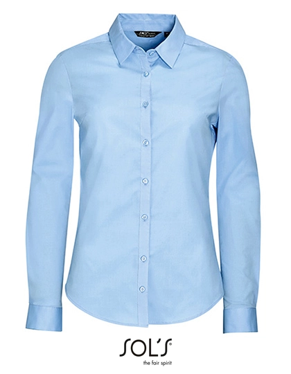 Women´s Long Sleeve Stretch Shirt Blake zum Besticken und Bedrucken in der Farbe Light Blue mit Ihren Logo, Schriftzug oder Motiv.
