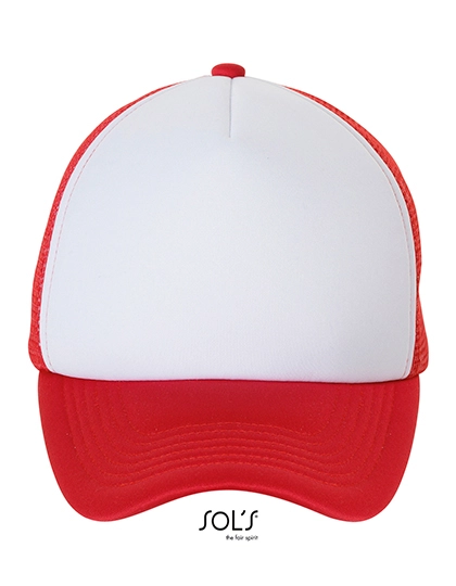 Bubble Cap zum Besticken und Bedrucken in der Farbe White-Red mit Ihren Logo, Schriftzug oder Motiv.