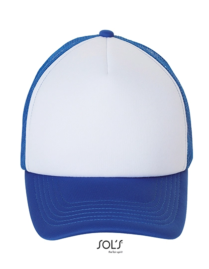 Bubble Cap zum Besticken und Bedrucken in der Farbe White-Royal Blue mit Ihren Logo, Schriftzug oder Motiv.
