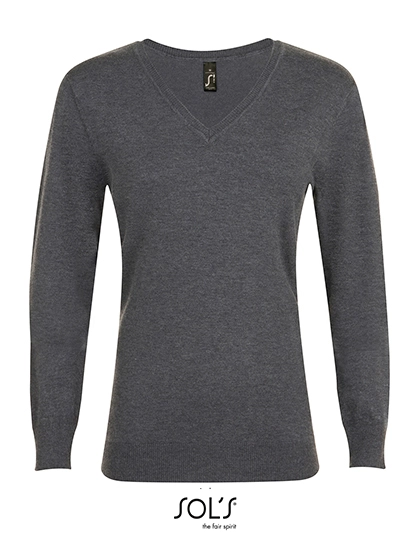 Women´s Glory Sweater zum Besticken und Bedrucken in der Farbe Charcoal Melange mit Ihren Logo, Schriftzug oder Motiv.