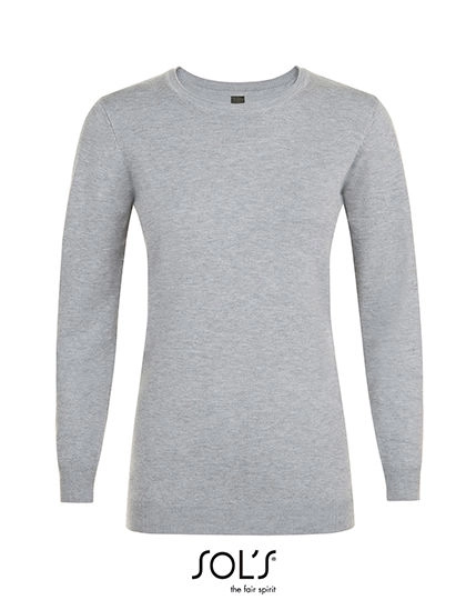 Women´s Ginger Sweater zum Besticken und Bedrucken in der Farbe Grey Melange mit Ihren Logo, Schriftzug oder Motiv.