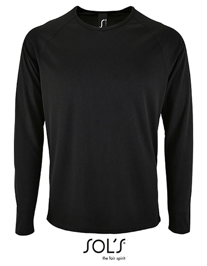 Men´s Long Sleeve Sports T-Shirt Sporty zum Besticken und Bedrucken in der Farbe Black mit Ihren Logo, Schriftzug oder Motiv.