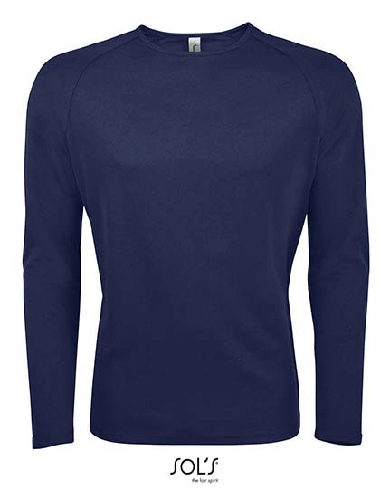 Men´s Long Sleeve Sports T-Shirt Sporty zum Besticken und Bedrucken in der Farbe French Navy mit Ihren Logo, Schriftzug oder Motiv.