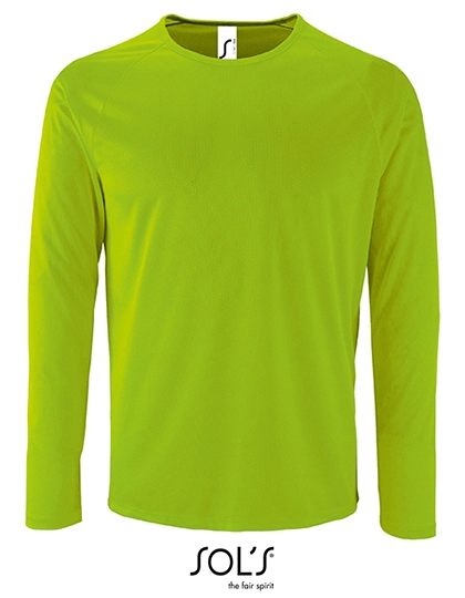 Men´s Long Sleeve Sports T-Shirt Sporty zum Besticken und Bedrucken in der Farbe Neon Green mit Ihren Logo, Schriftzug oder Motiv.