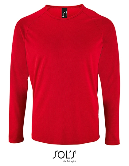 Men´s Long Sleeve Sports T-Shirt Sporty zum Besticken und Bedrucken in der Farbe Red mit Ihren Logo, Schriftzug oder Motiv.