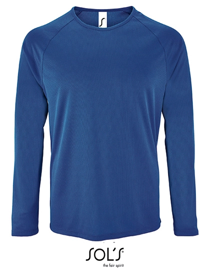 Men´s Long Sleeve Sports T-Shirt Sporty zum Besticken und Bedrucken in der Farbe Royal Blue mit Ihren Logo, Schriftzug oder Motiv.