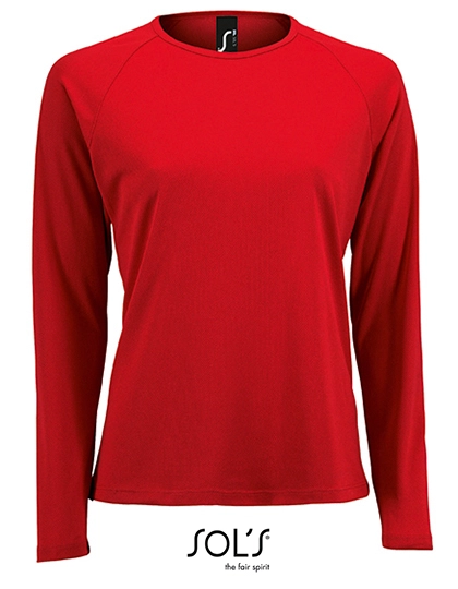 Women´s Long Sleeve Sports T-Shirt Sporty zum Besticken und Bedrucken in der Farbe Red mit Ihren Logo, Schriftzug oder Motiv.