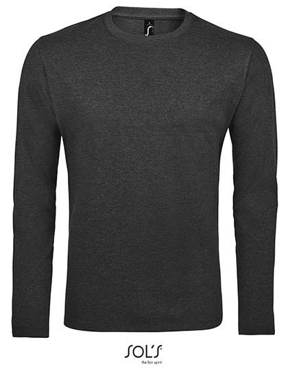 Men´s Long Sleeve T-Shirt Imperial zum Besticken und Bedrucken in der Farbe Charcoal Melange mit Ihren Logo, Schriftzug oder Motiv.