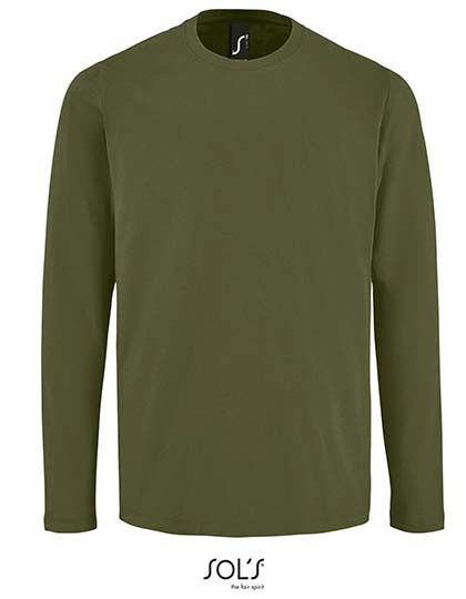 Men´s Long Sleeve T-Shirt Imperial zum Besticken und Bedrucken in der Farbe Dark Khaki mit Ihren Logo, Schriftzug oder Motiv.