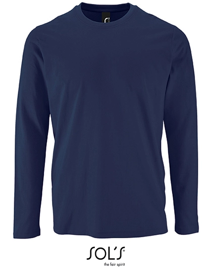 Men´s Long Sleeve T-Shirt Imperial zum Besticken und Bedrucken in der Farbe French Navy mit Ihren Logo, Schriftzug oder Motiv.