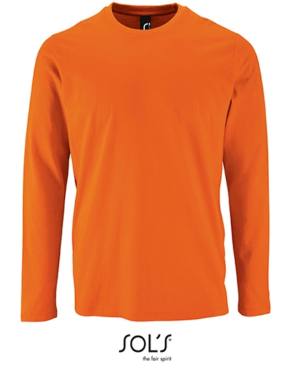 Men´s Long Sleeve T-Shirt Imperial zum Besticken und Bedrucken in der Farbe Orange mit Ihren Logo, Schriftzug oder Motiv.