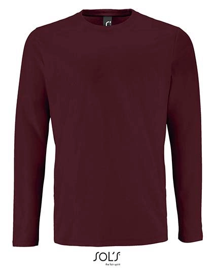 Men´s Long Sleeve T-Shirt Imperial zum Besticken und Bedrucken in der Farbe Oxblood mit Ihren Logo, Schriftzug oder Motiv.