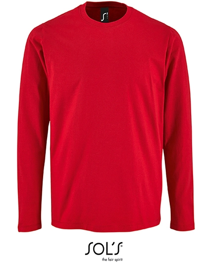 Men´s Long Sleeve T-Shirt Imperial zum Besticken und Bedrucken in der Farbe Red mit Ihren Logo, Schriftzug oder Motiv.