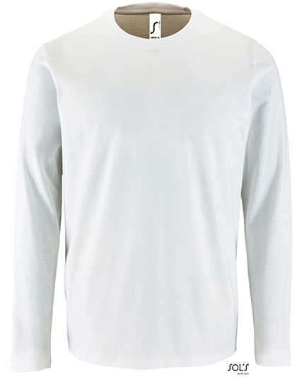 Men´s Long Sleeve T-Shirt Imperial zum Besticken und Bedrucken in der Farbe White mit Ihren Logo, Schriftzug oder Motiv.