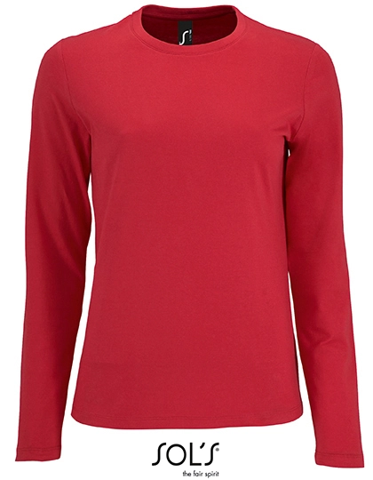 Women´s Long Sleeve T-Shirt Imperial zum Besticken und Bedrucken in der Farbe Red mit Ihren Logo, Schriftzug oder Motiv.