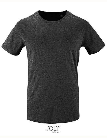 Men´s Short Sleeve T-Shirt Milo zum Besticken und Bedrucken in der Farbe Charcoal Melange mit Ihren Logo, Schriftzug oder Motiv.