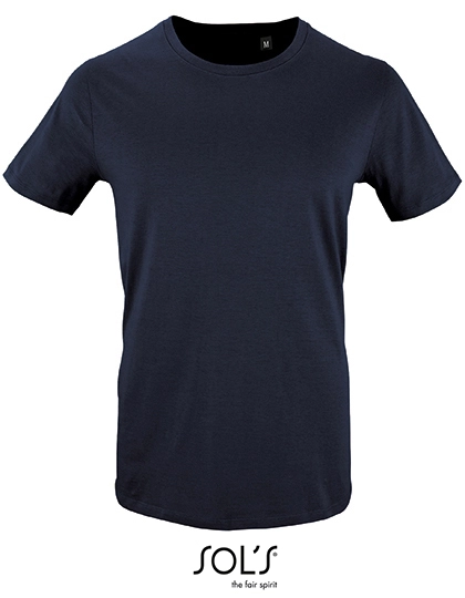 Men´s Short Sleeve T-Shirt Milo zum Besticken und Bedrucken in der Farbe French Navy mit Ihren Logo, Schriftzug oder Motiv.