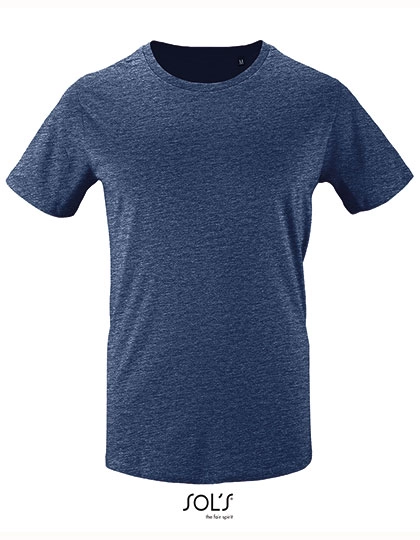 Men´s Short Sleeve T-Shirt Milo zum Besticken und Bedrucken in der Farbe Heather Denim mit Ihren Logo, Schriftzug oder Motiv.