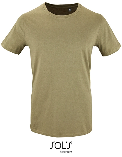Men´s Short Sleeve T-Shirt Milo zum Besticken und Bedrucken in der Farbe Khaki mit Ihren Logo, Schriftzug oder Motiv.