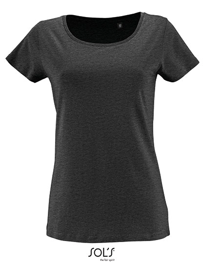 Women´s Short Sleeved T-Shirt Milo zum Besticken und Bedrucken in der Farbe Charcoal Melange mit Ihren Logo, Schriftzug oder Motiv.