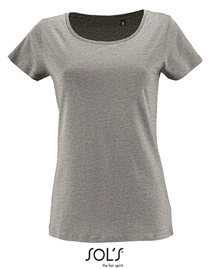 Women´s Short Sleeved T-Shirt Milo zum Besticken und Bedrucken in der Farbe Grey Melange mit Ihren Logo, Schriftzug oder Motiv.