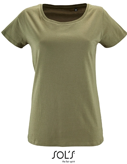 Women´s Short Sleeved T-Shirt Milo zum Besticken und Bedrucken in der Farbe Khaki mit Ihren Logo, Schriftzug oder Motiv.