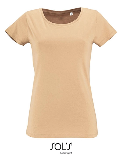 Women´s Short Sleeved T-Shirt Milo zum Besticken und Bedrucken in der Farbe Sand mit Ihren Logo, Schriftzug oder Motiv.