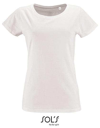 Women´s Short Sleeved T-Shirt Milo zum Besticken und Bedrucken in der Farbe White mit Ihren Logo, Schriftzug oder Motiv.