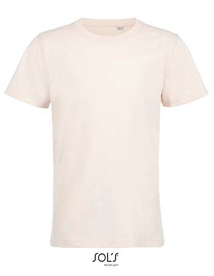 Kids´ Round Neck Short-Sleeve T-Shirt Milo zum Besticken und Bedrucken in der Farbe Creamy Pink mit Ihren Logo, Schriftzug oder Motiv.